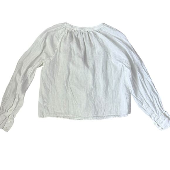 J. Crew Cabana Long Sleeve Coastal Top in White Linen Size Medium - Picture 7 of 12